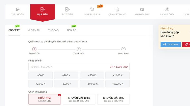 Có nhiều hình thức nạp tiền cho người chơi lựa chọn phù hợp